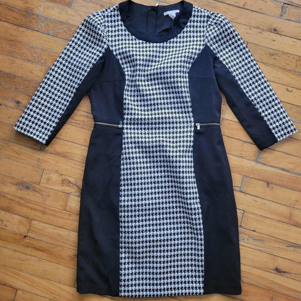 H&M Black and White Long Sleeve Dress